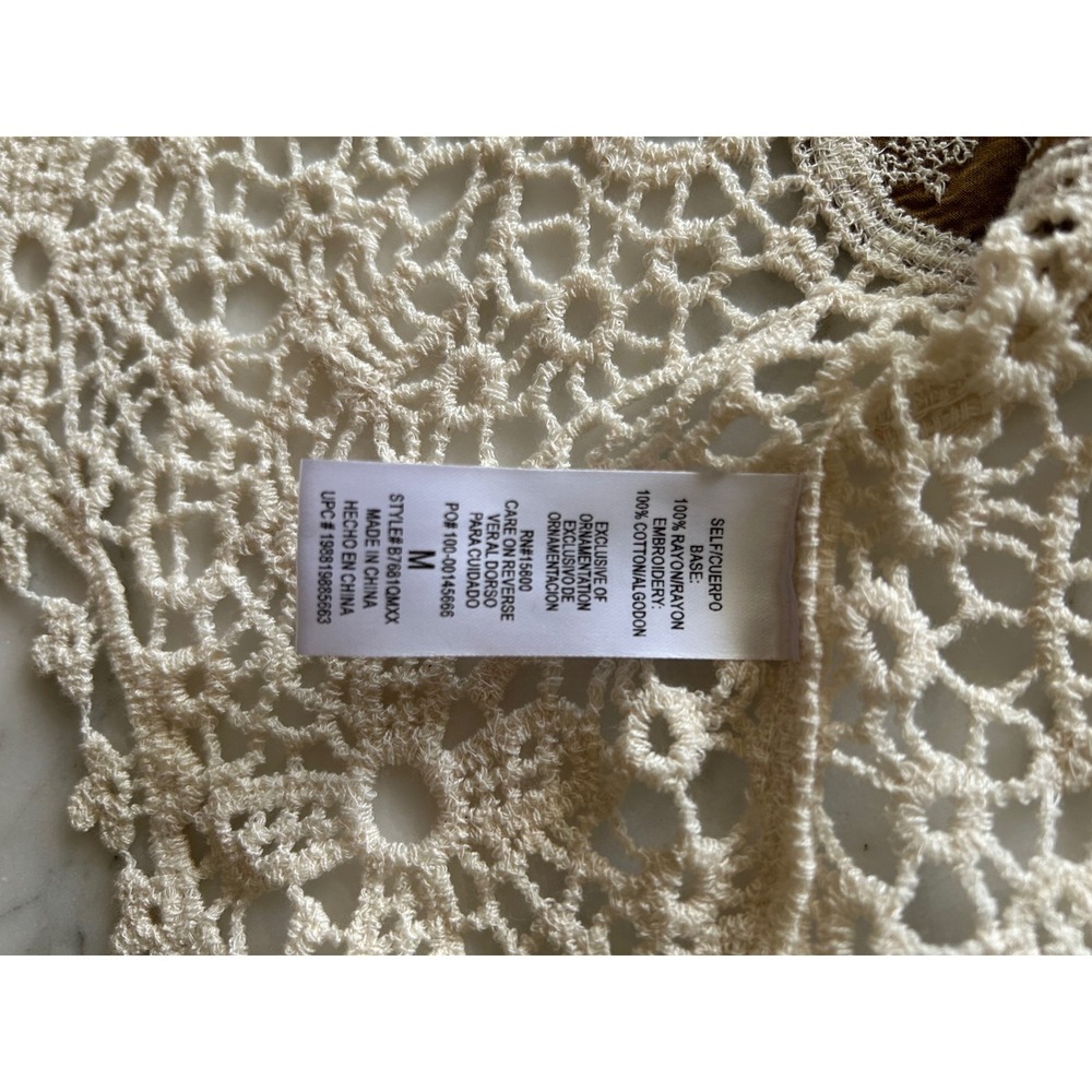 NWT Democracy Women Embroidered Crochet Lace Kimono Cardigan Shrug Bronze Gold M - Picture 7 of 11